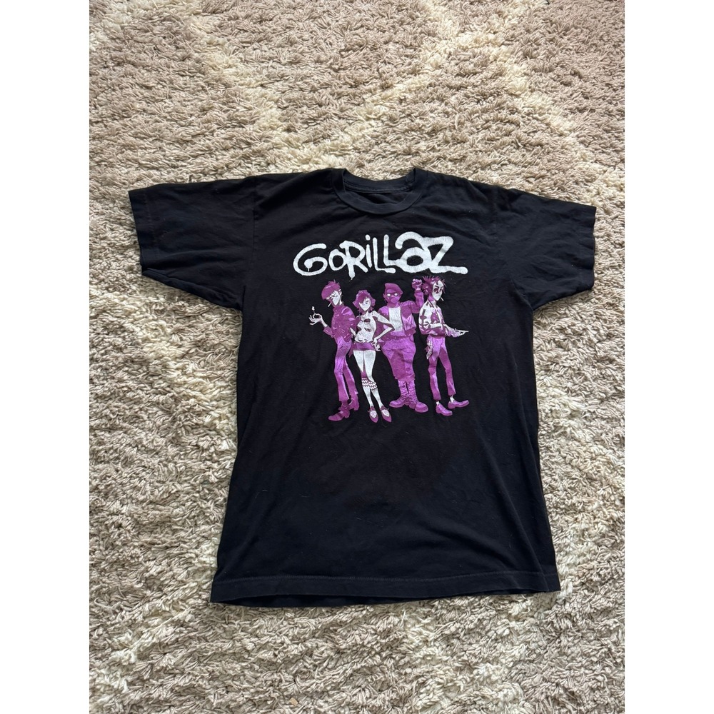 Gorillaz Band Graphic T-Shirt Black Purple Characters Music Tee Mens Small